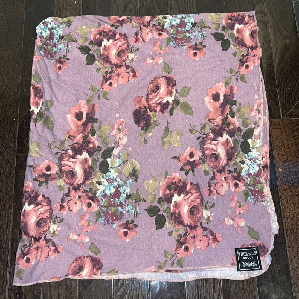 Milkmaid Goods Purple Floral Swaddle Blanket
